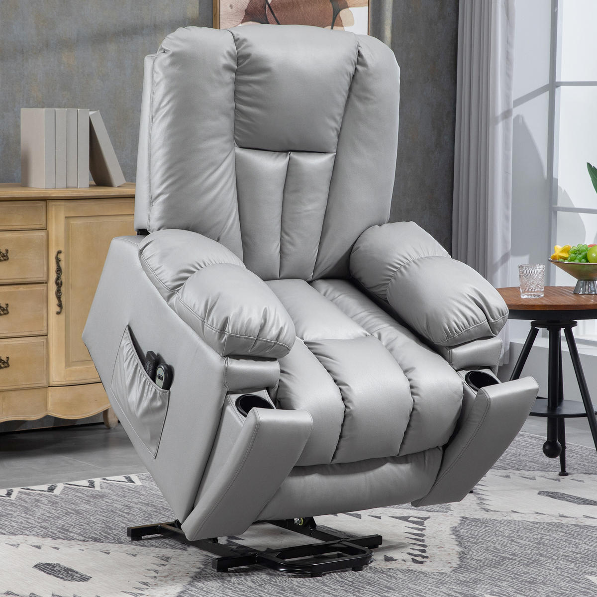 SESSEL mit Aufstehhilfe, Dunkelgrau - Dunkelgrau, Textil (96/106/94cm) - HOMCOM