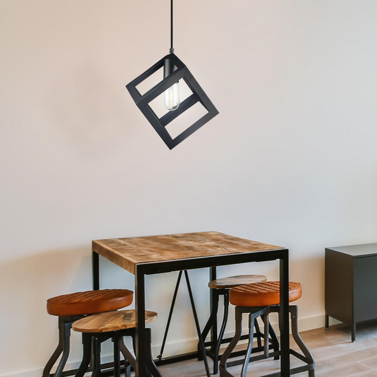 LED HÄNGELEUCHTE Schwarz Metallkäfig - Schwarz, Metall (22.5/22.5/102.5cm)