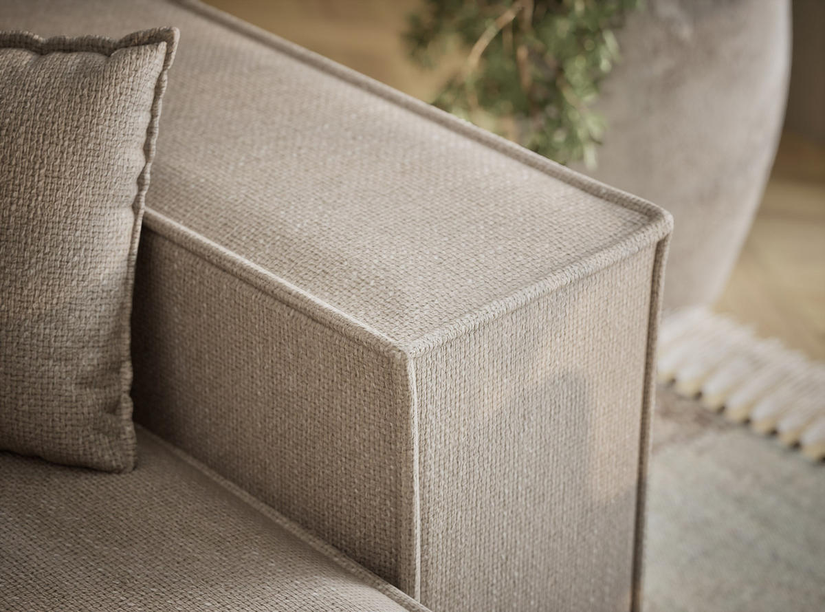 ECKSOFA MIT SCHLAFFUNKTION Moyo Beige Webstoff - Beige/Schwarz, Holz/Holzwerkstoff (255/148cm) - Maison de Reve