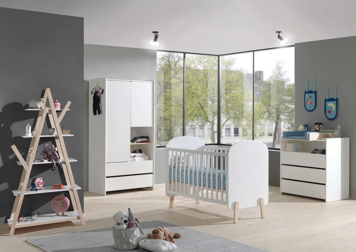 BABYZIMMEREINRICHTUNG Karilynn 1 Komplettset Massivholz+MDF Weiß - Weiß, Holz (399/180/74cm) - 58aufmkessel