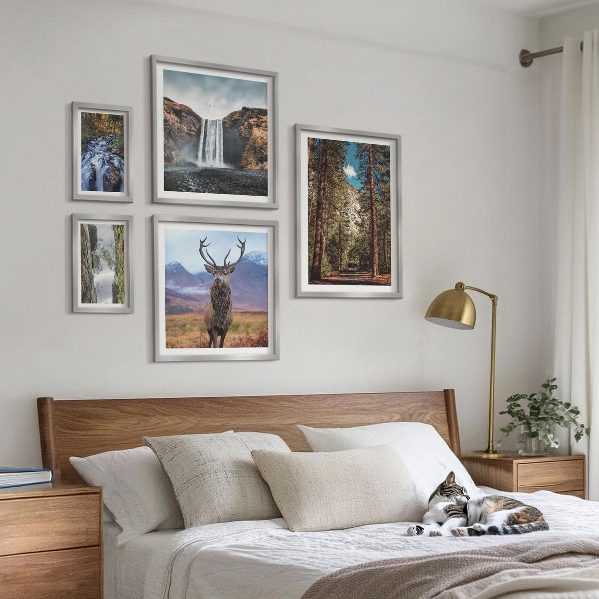 BILDER SET 5er Set - 50x50 cm & 20x30 cm & 40x60 cm Silberner Rahmen - London-Ansichtsgemälde-Set - Silberfarben, Kunststoff (40/60cm) - TULUP