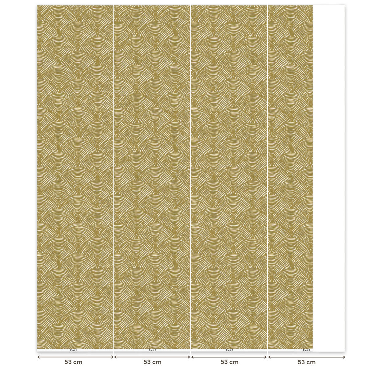 TAPETE - Fächer - Geometrisch - Grün - 180x220 cm - Goldfarben, Papier (180/220cm) - OnlyWow