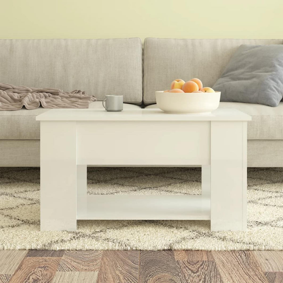 COUCHTISCH Hochglanz-Weiß 79x49x41 cm Holzwerkstoff - Weiß, Holzwerkstoff (49/79/41cm) - furnicato