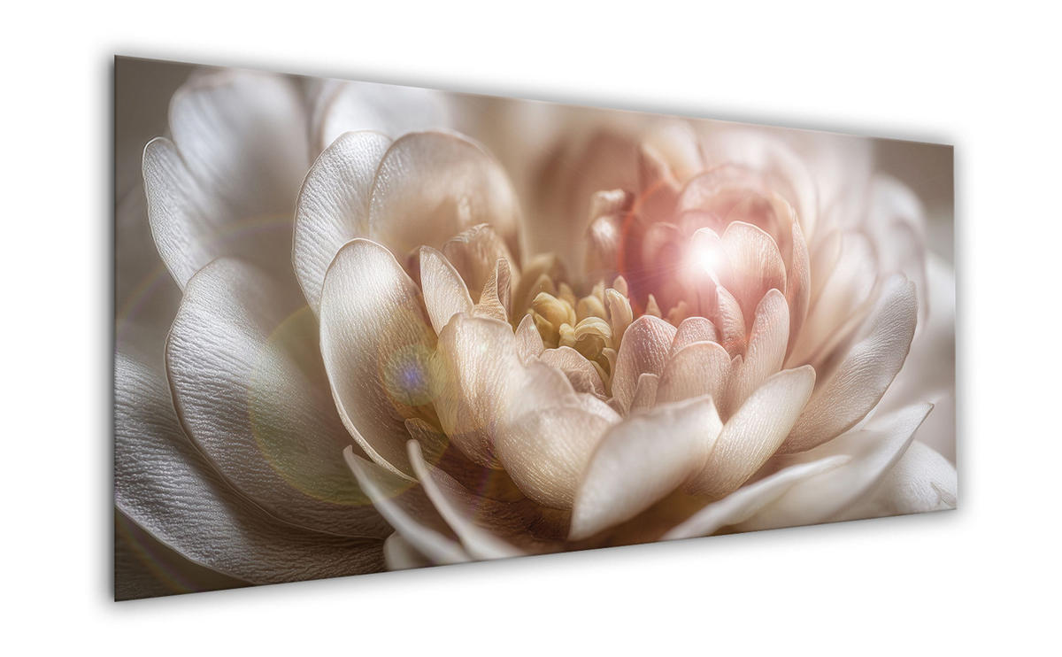 GLASBILD 125x50 cm Blume beige boho - Beige, Glas (125/50cm) - artissimo