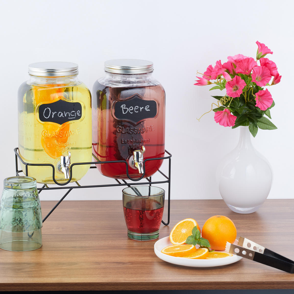 GETRÄNKESPENDER - Transparent, Glas/Kunststoff (4L) - Relaxdays