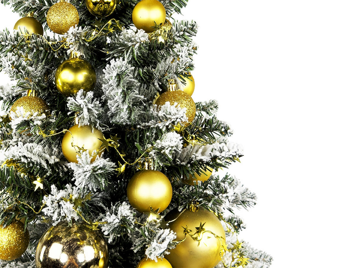 LAALU WEIHNACHTSBAUM geschmückt künstlich GOLDEN CHRISTMAS 60 cm mit LED-Beleuchtung IN FLOWER - Goldfarben/Weiß, Kunststoff (60cm) - LAALU