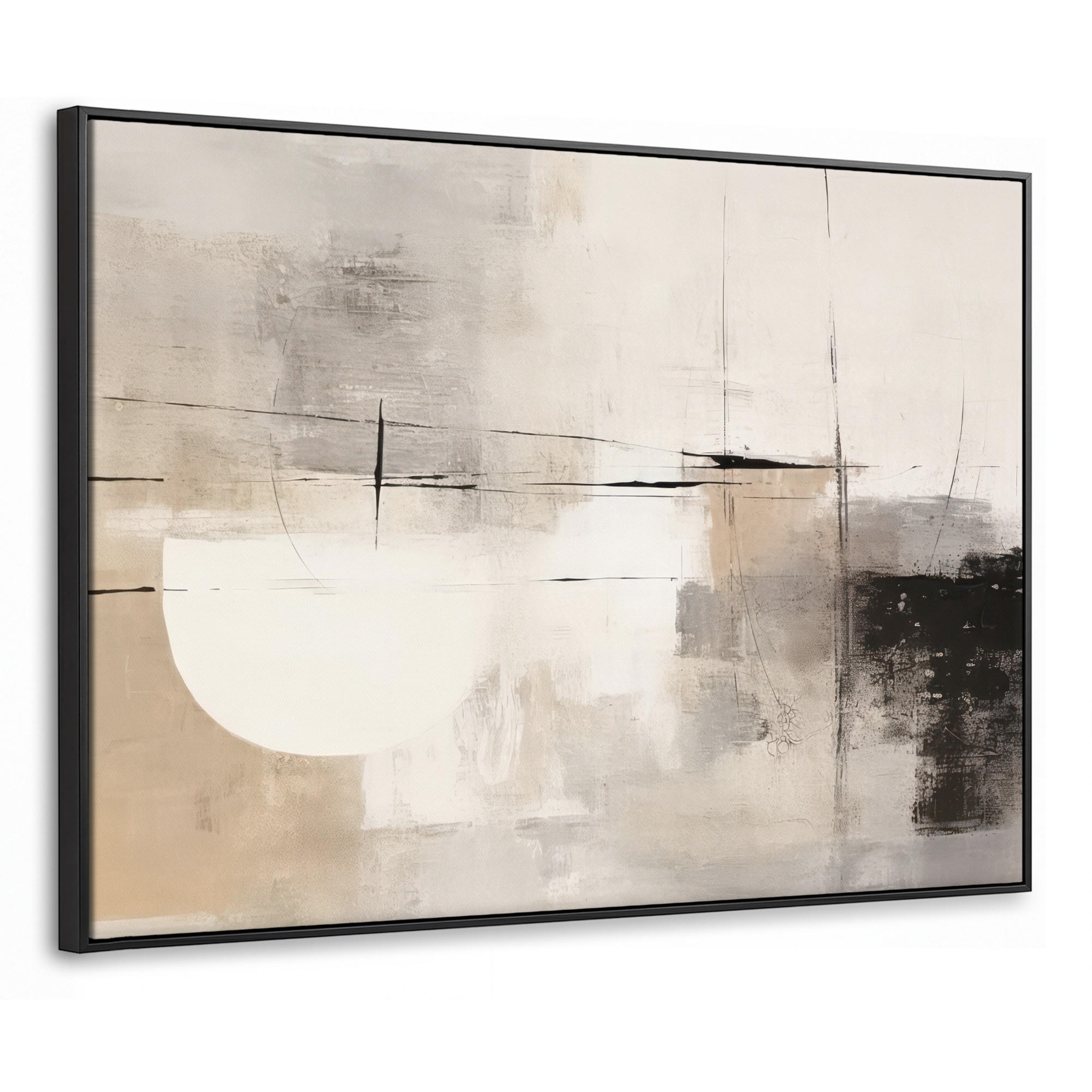 LEINWAND Bilder mit Rahmen - Abstrakt - Kunst - Grau - 80x60 - Hellgrau, Textil (80/60cm) - MuchoWow