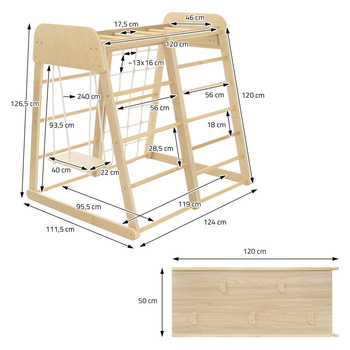 KLETTERGERÜST - Naturfarben, Holzwerkstoff (111.5/124cm) - Joyz