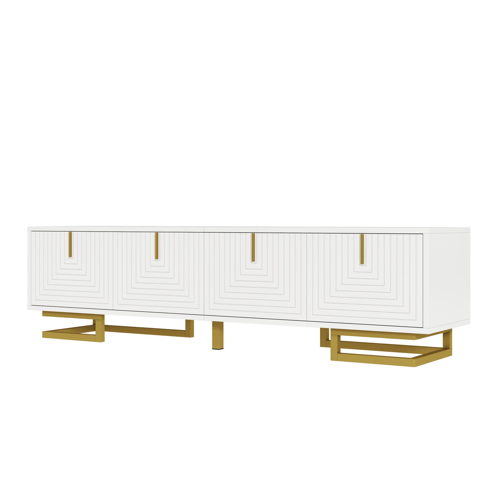 TV-ELEMENT160X38X44,5CM Weiß Lowboard Mit Strukturierten Türen Und Gold Beinen - Weiß, Holz (47.12/25.78/93.35cm) - Raelunyi