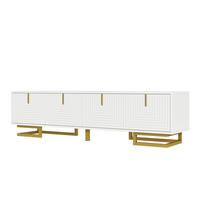 TV-ELEMENT160X38X44,5CM Weiß Lowboard Mit Strukturierten Türen Und Gold Beinen - Weiß, Holz (47.12/25.78/93.35cm) - Raelunyi