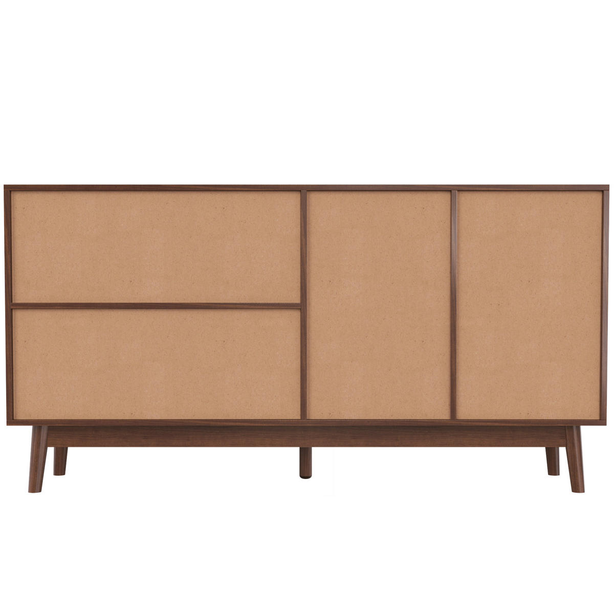KOMMODE aus MDF & Spanplatte 155x38x80cm in Walnussfarben mit Schiebetüren - Walnussfarben, Holzwerkstoff (155/80/38cm) - Modfu