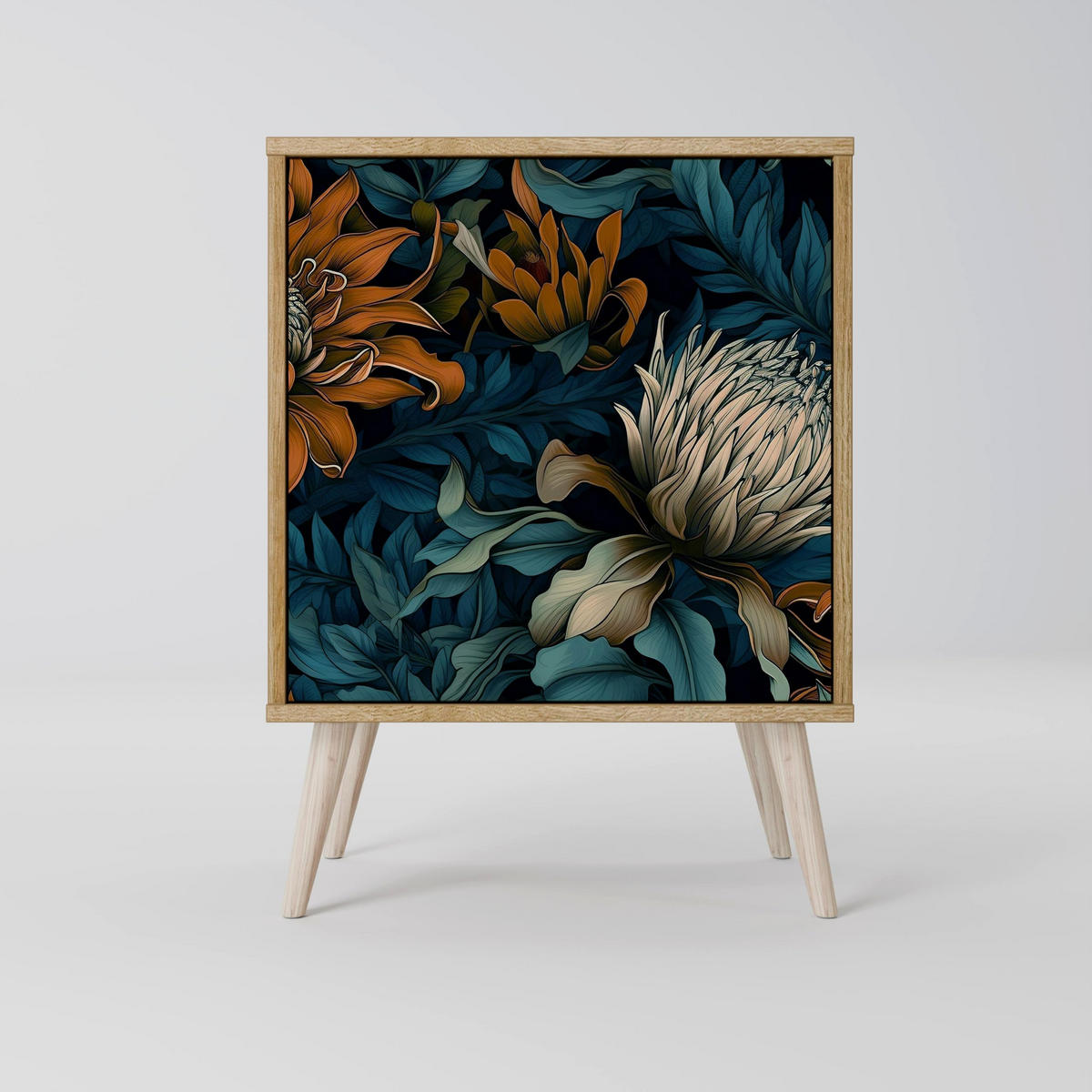 SIDEBOARD MORNING BLOOM, Grau, 57,5x42x57,5 cm, Ohne Füße - Multicolor/Grau, Holzwerkstoff (57.5/57.5/42cm) - SpaceRebels