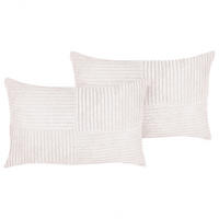DEKOKISSEN CORD 2er-Set Cremeweiß 50/30 cm Millet - Ecru, Textil (50/30cm) - Beliani