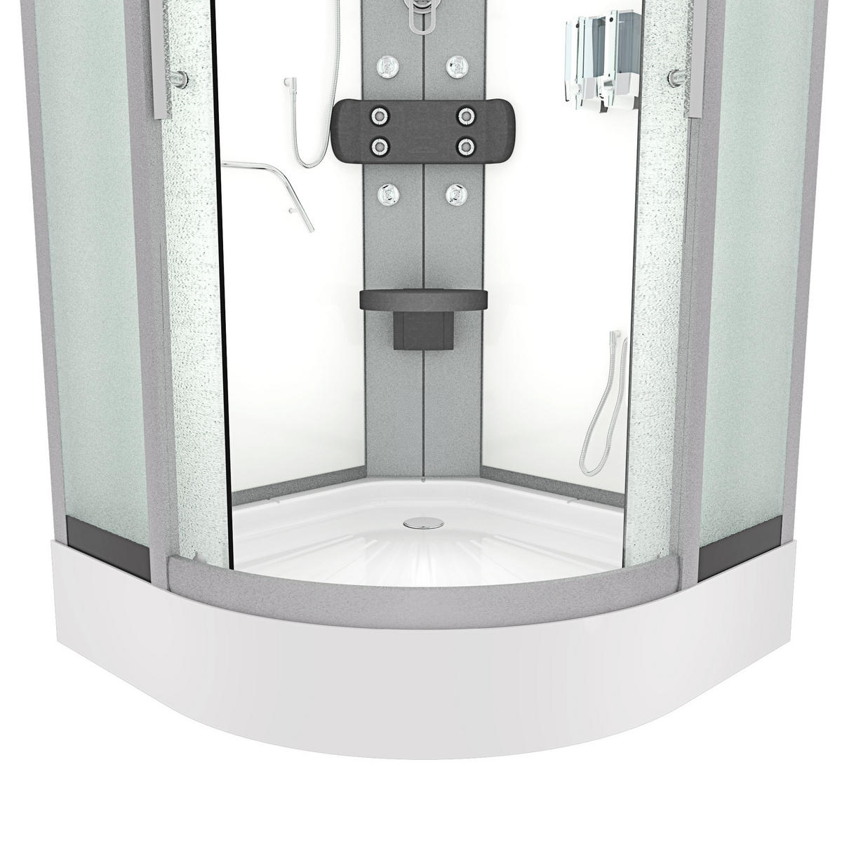 FERTIGDUSCHE Dusche D58-20M0 Weiß 100x100 - Weiß, Glas/Kunststoff (100/100/215cm) - AcquaVapore by Sandra Jentho