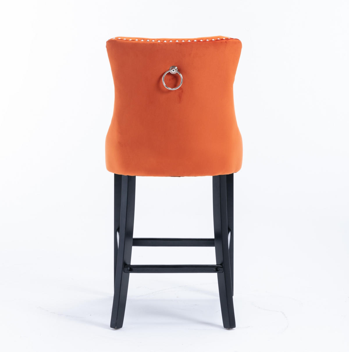 BARHOCKER mit hoher Rückenlehne Samt Orange 2er-Set - Orange, Holz (50/103/60cm) - Meubliv