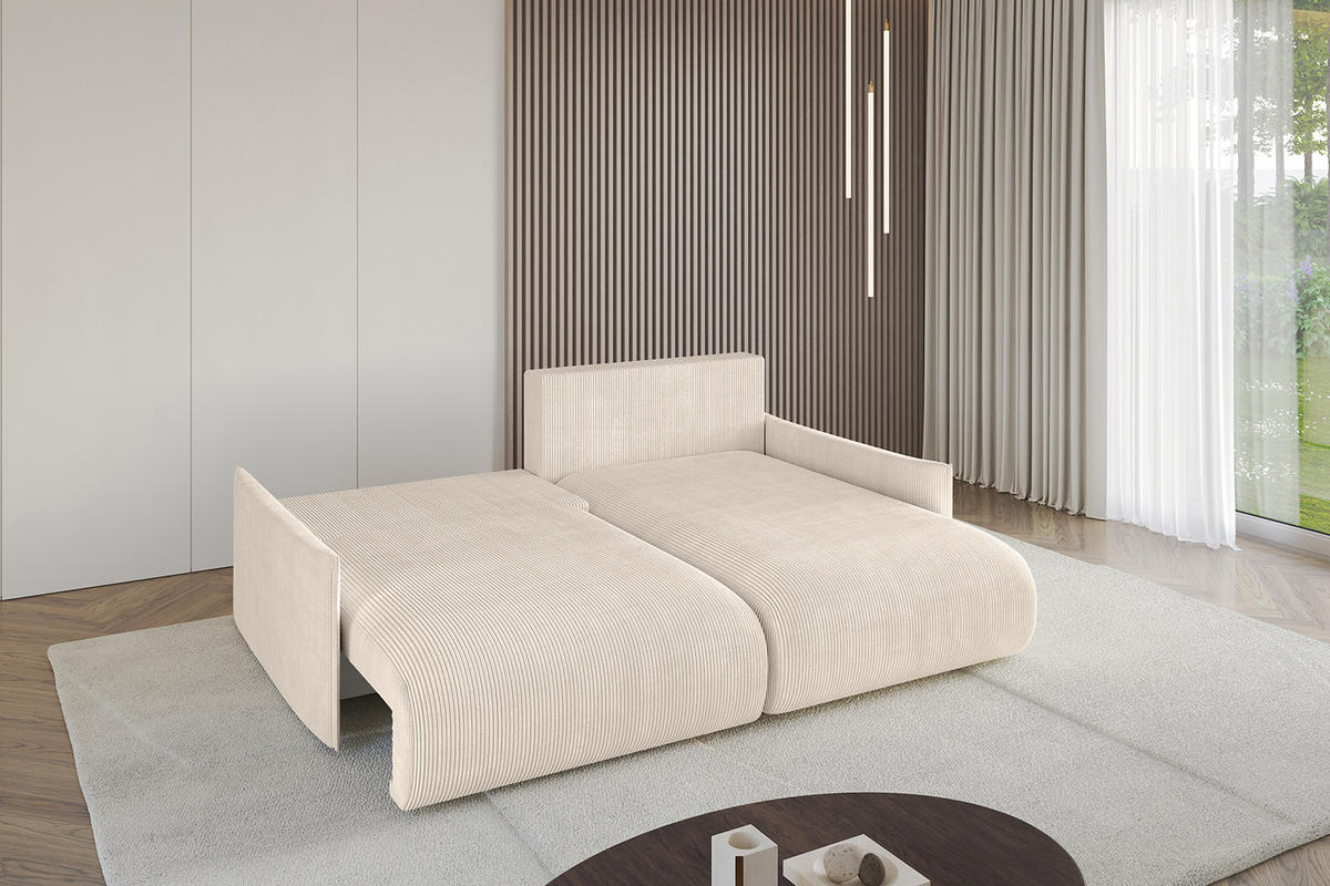 ECKSOFA Ottomane rechts ONESK-L -v1 216x177x72 Beige Cord - Beige, Holzwerkstoff/Kunststoff (177/216cm) - ALTDECOR