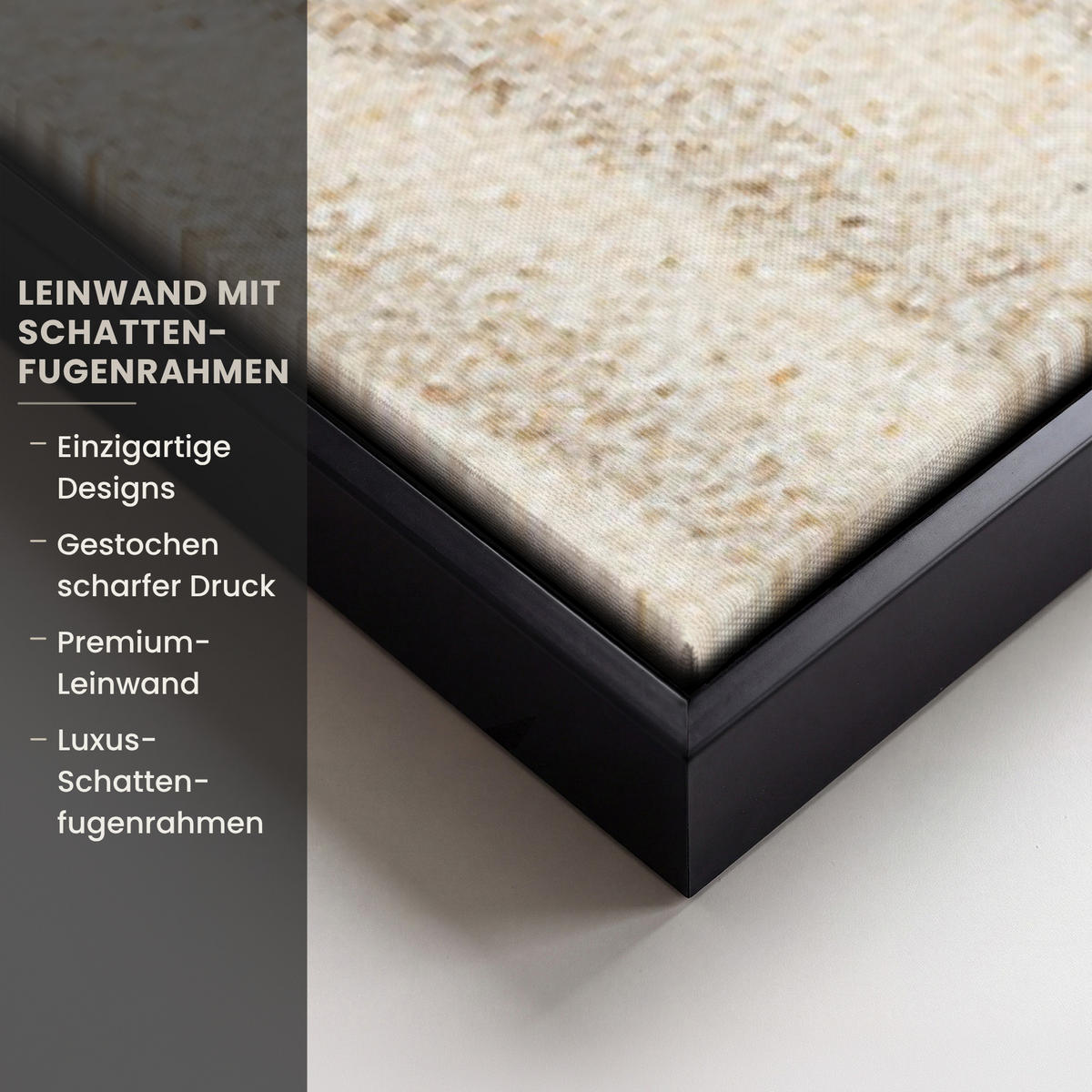 LEINWAND Bilder mit Rahmen - Muster - Abstrakt - Weiß - 80x120 - Beige, Textil (80/120cm) - MuchoWow