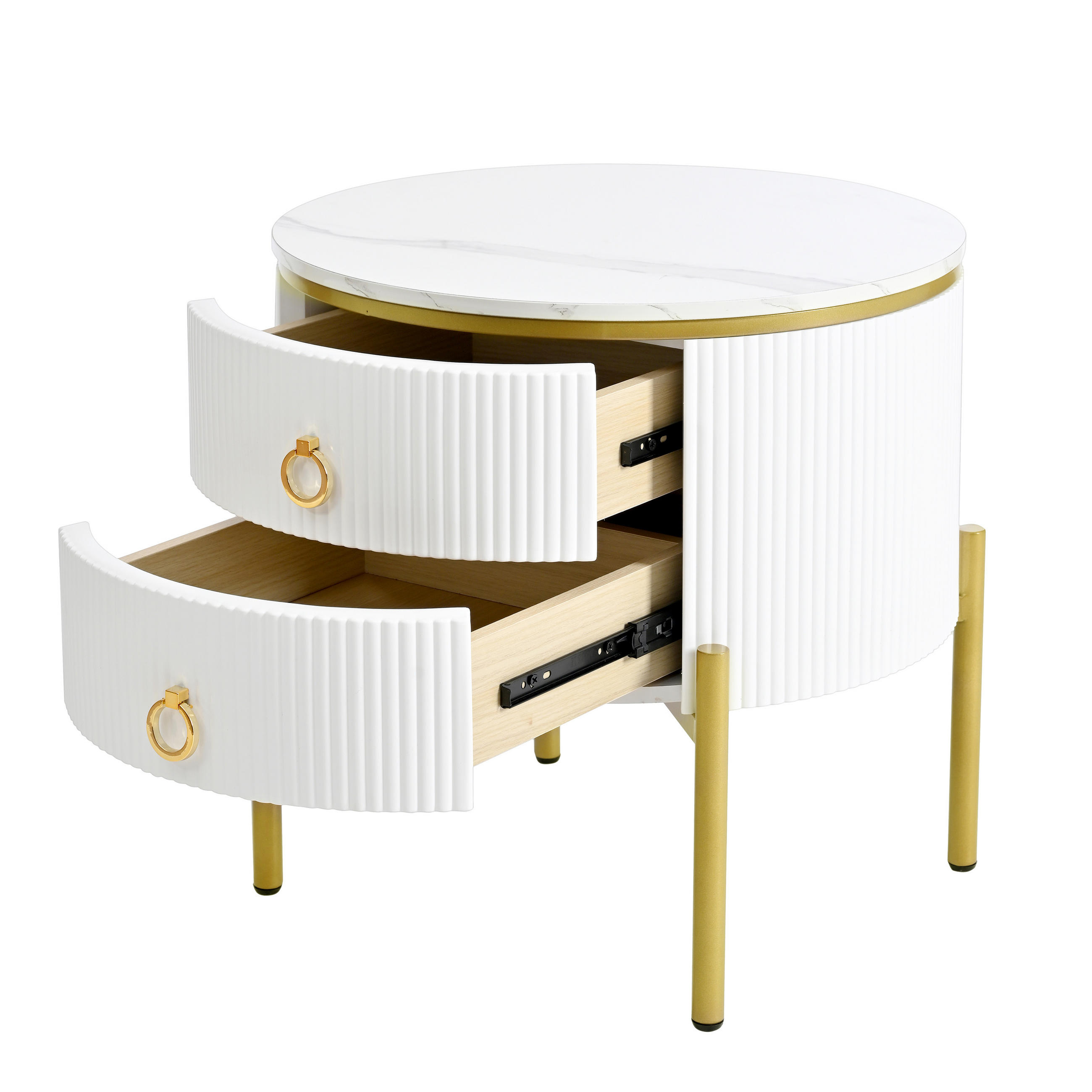 COUCHTISCH Marmoroptik Goldbeine verstellbar - Weiß, Holz (50/50/51cm) - LEBENLANG