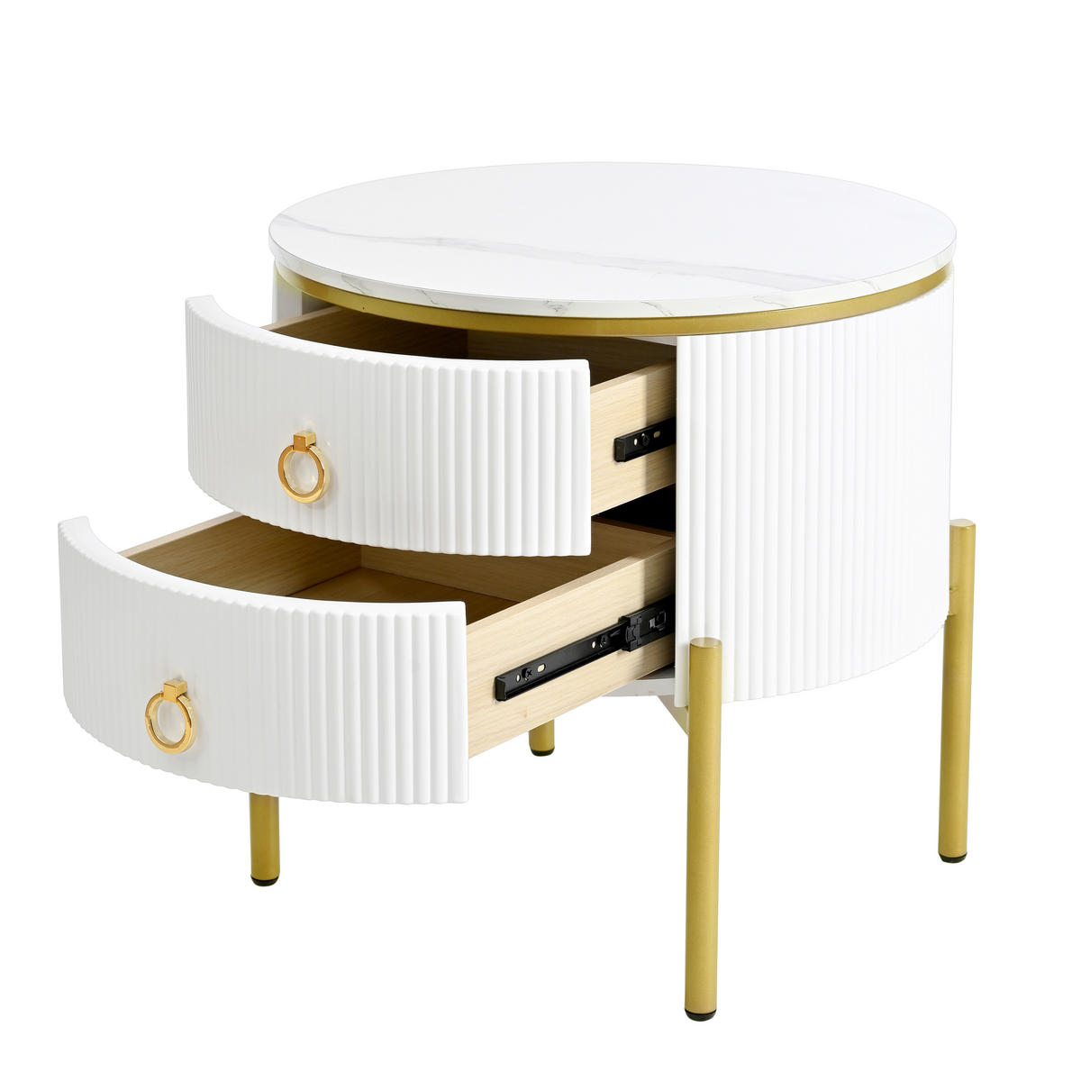 COUCHTISCH DE-019 Marmoroptik Weiß/Gold - Weiß, Holzwerkstoff (50/50/51cm) - ComfortXL