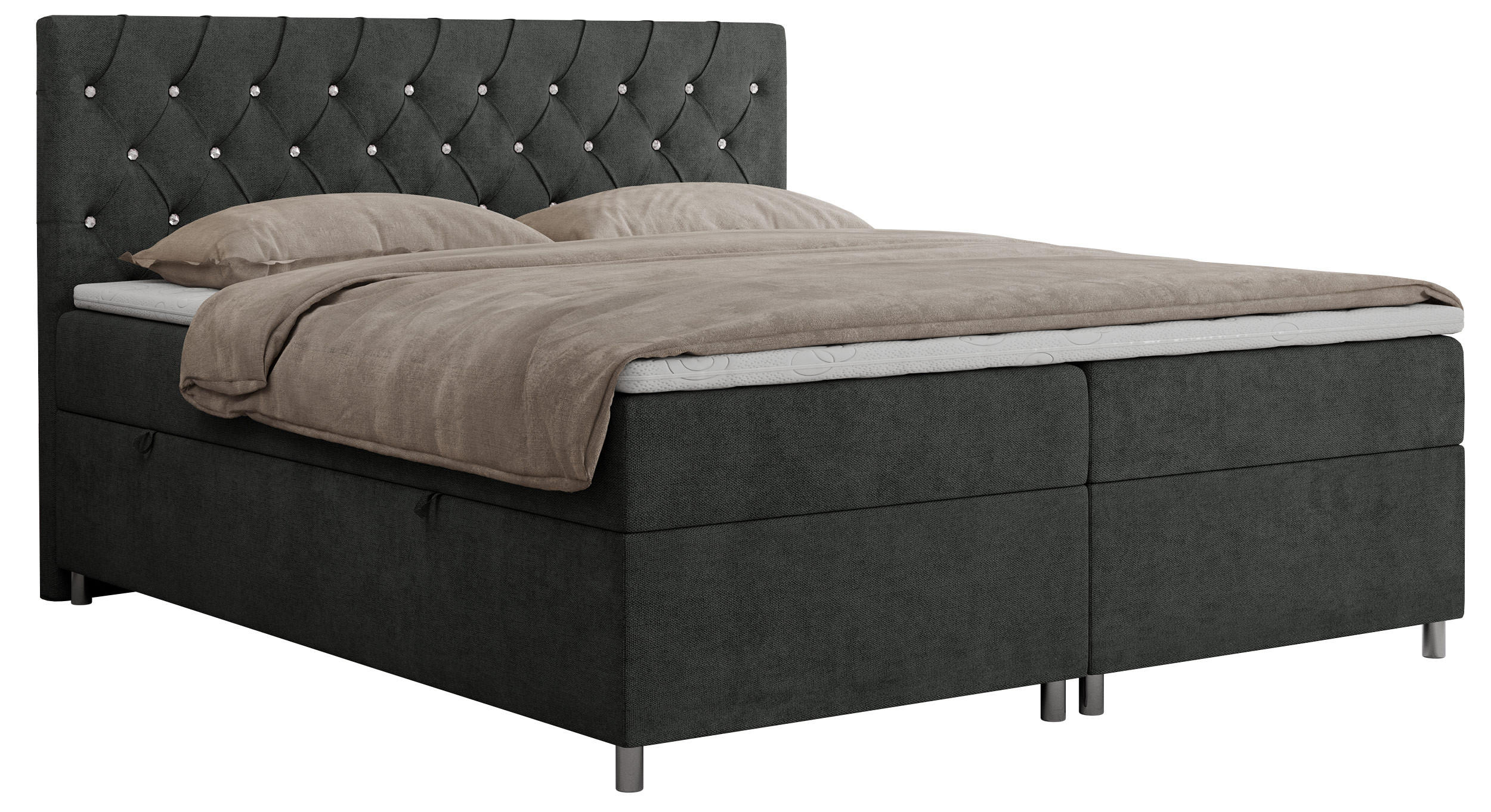 BOXBETT ROMA 120/200 - Hellgrau Strukture - H3 - Hellgrau, Holz/Textil (120/200cm)