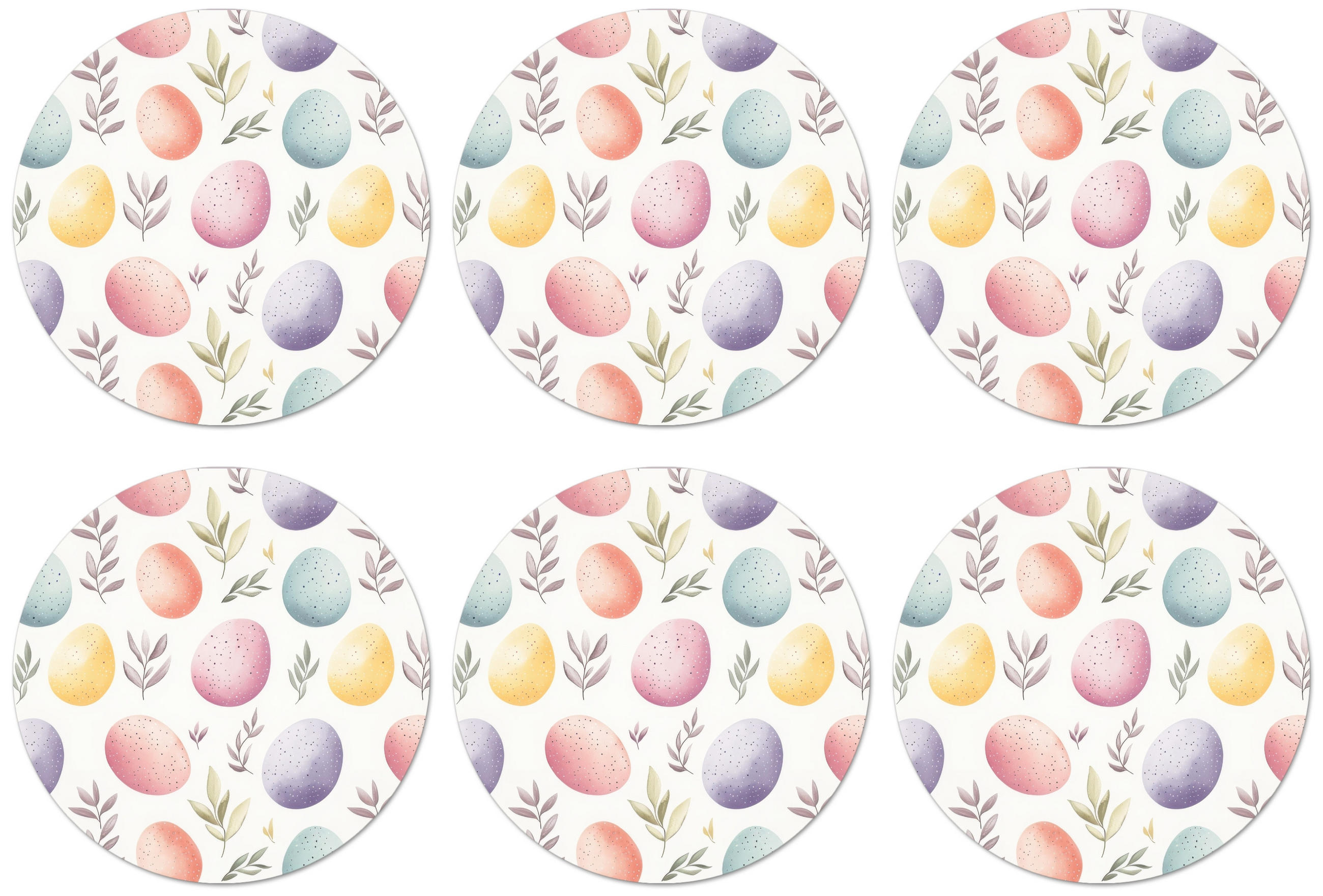 GLASUNTERSETZER Eier - Bunt - Muster Zubehör für Getränke 10x10 cm - Weiß, Naturmaterialien (10/0.2cm) - MuchoWow