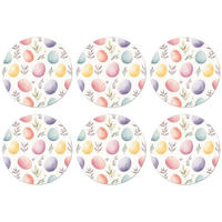 GLASUNTERSETZER Eier - Bunt - Muster Zubehör für Getränke 10x10 cm - Weiß, Naturmaterialien (10/0.2cm) - MuchoWow