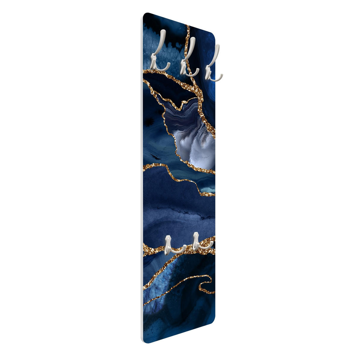 WANDGARDEROBE - Goldene Glitzer Wellen vor Blau 34/105 cm - Blau, Holzwerkstoff (34/105/1.6cm) - Bilderwelten