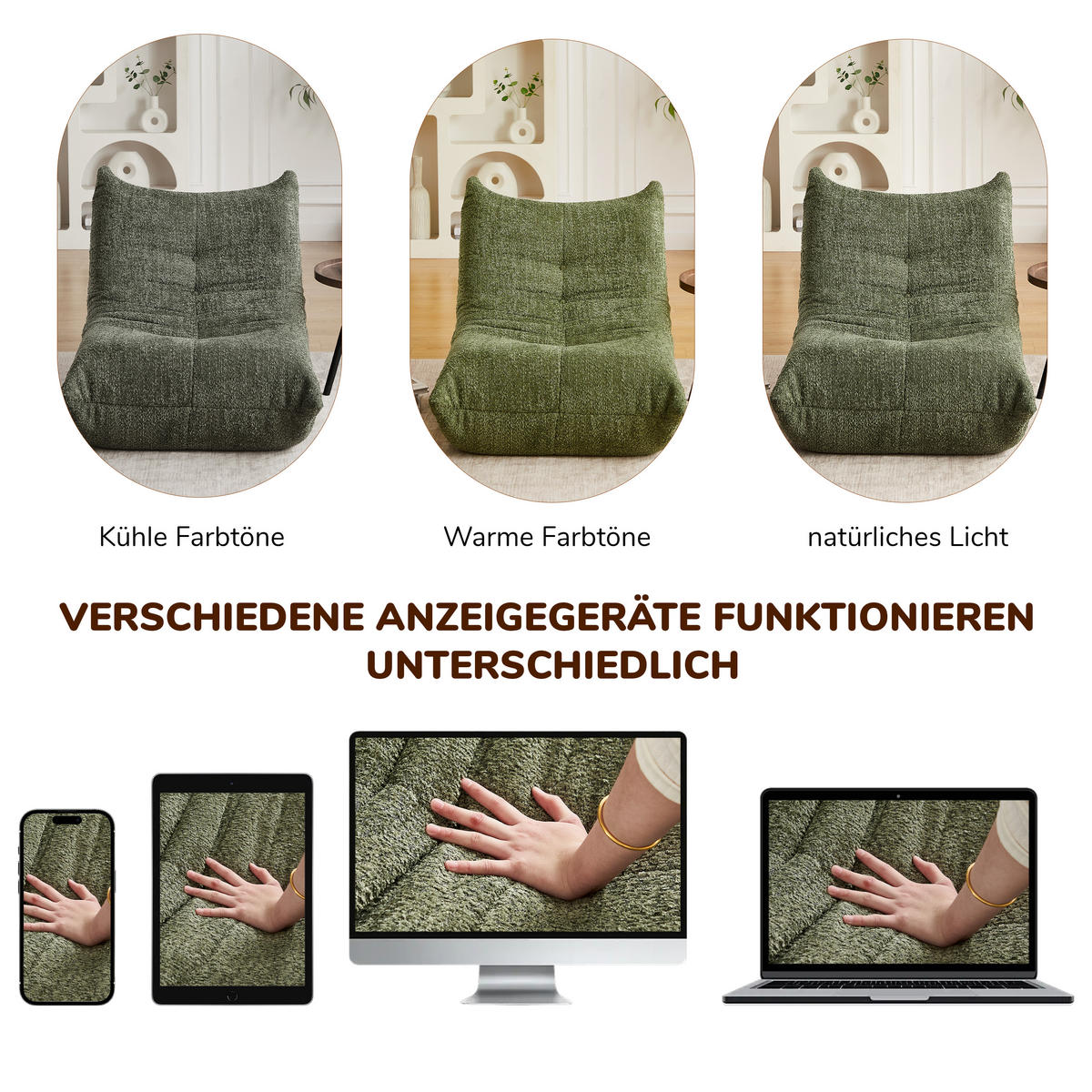 SITZSACK Chenille Grün - Grün, Textil (94/71/185cm) - WISHDOR