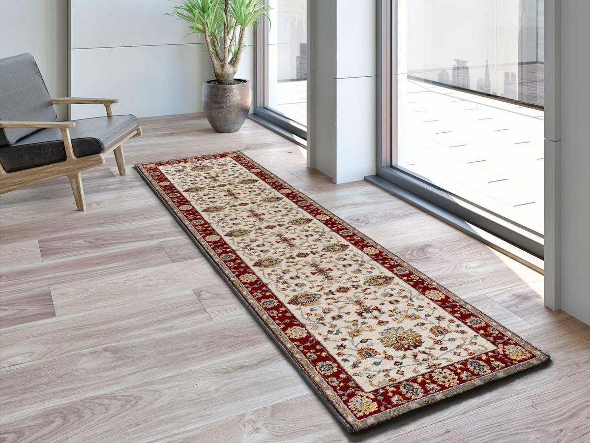 VINTAGE-TEPPICHE Creme Classic 67/250 cm - Rot/Creme, Naturmaterialien/Textil (67/250cm) - Atticgo