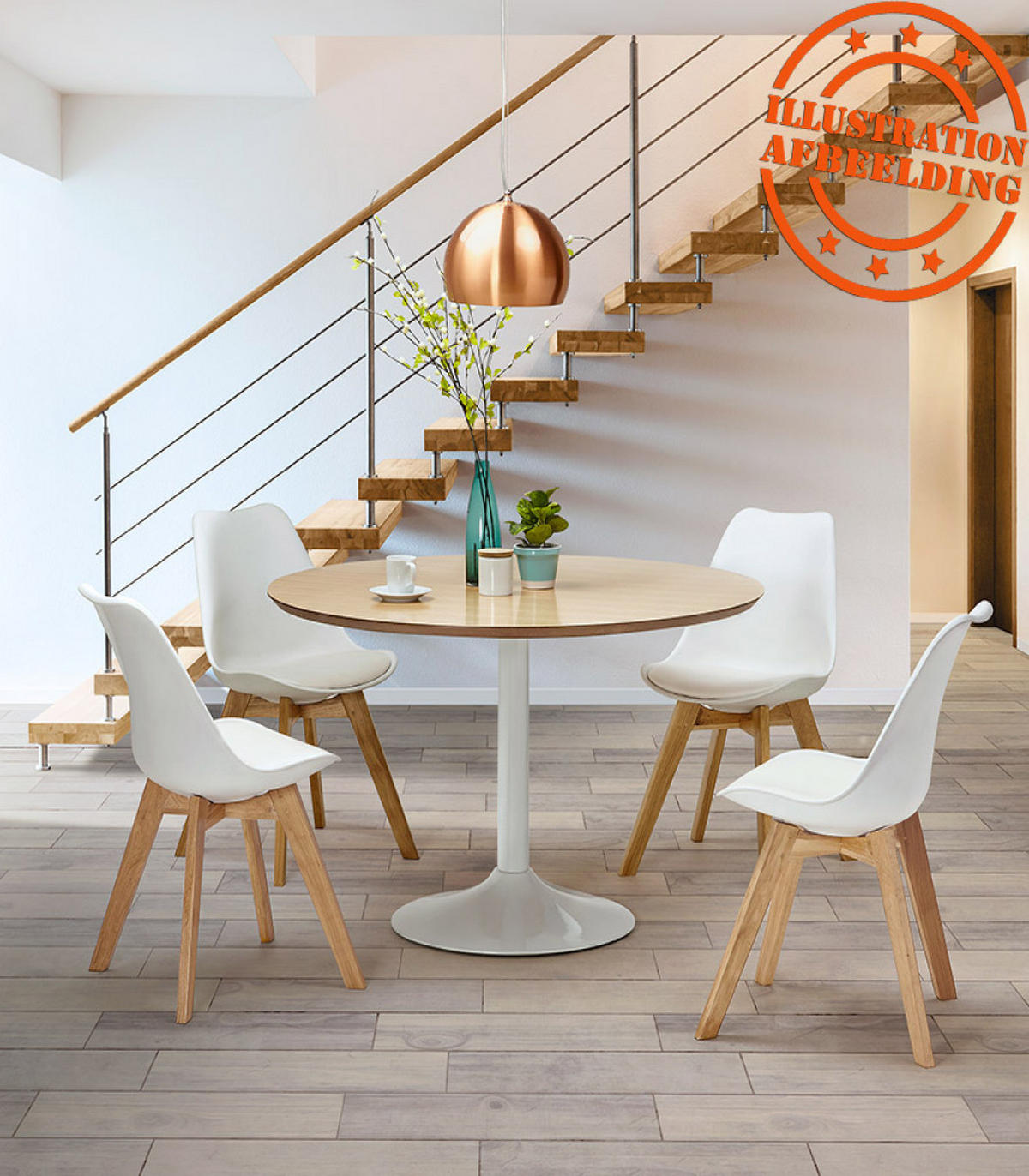 STUHL Kunstleder Holzgestell Skandinavisch, Grau 48x56x83 cm - Eichefarben/Grau, Eichenholz/Holz (48/83/56cm) - KADIMA DESIGN