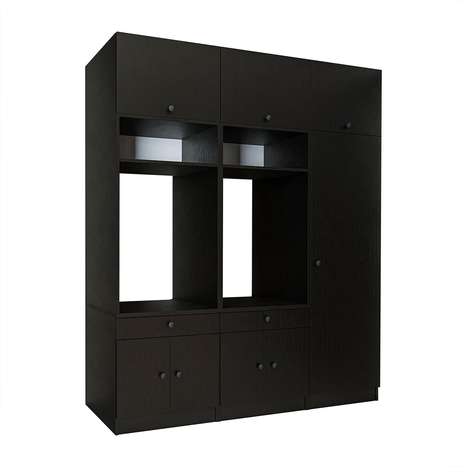 WASCHMASCHINENSCHRANK Serie 1 194cm Breit, 230cm Hoch - Schwarz, Holzwerkstoff (194/230/67cm)