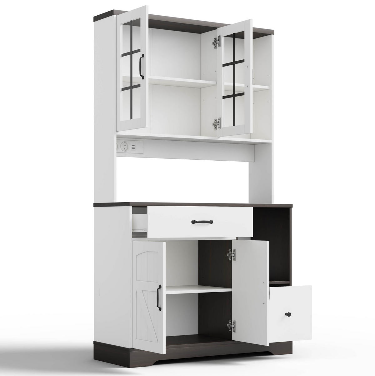 BUFFETSCHRANK 120/30/59 cm aus MDF mit 2 Türen, 5 Fächern und Türablagen im Vintage-Stil, Schwarz - Schwarz, Holzwerkstoff (59/120/30cm) - Redom