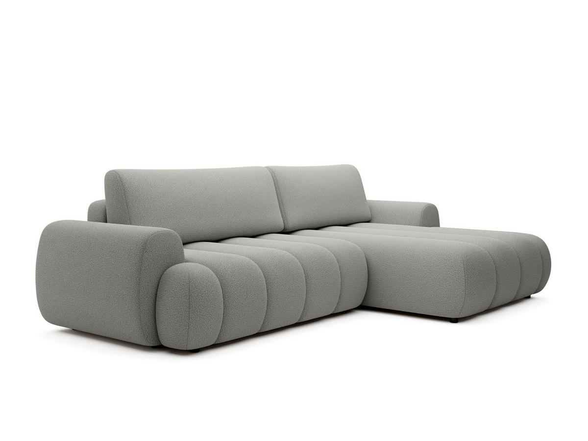 ECKSOFA SITO Grau Geflochtener Stoff mit Schlaffunktion - Grau, Holz (272/168cm) - MASSENO