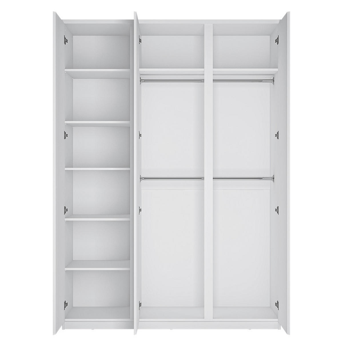 KLEIDERSCHRANK Fortaleza-129 - Weiß, Holzwerkstoff (155/220/58cm) - Lomado