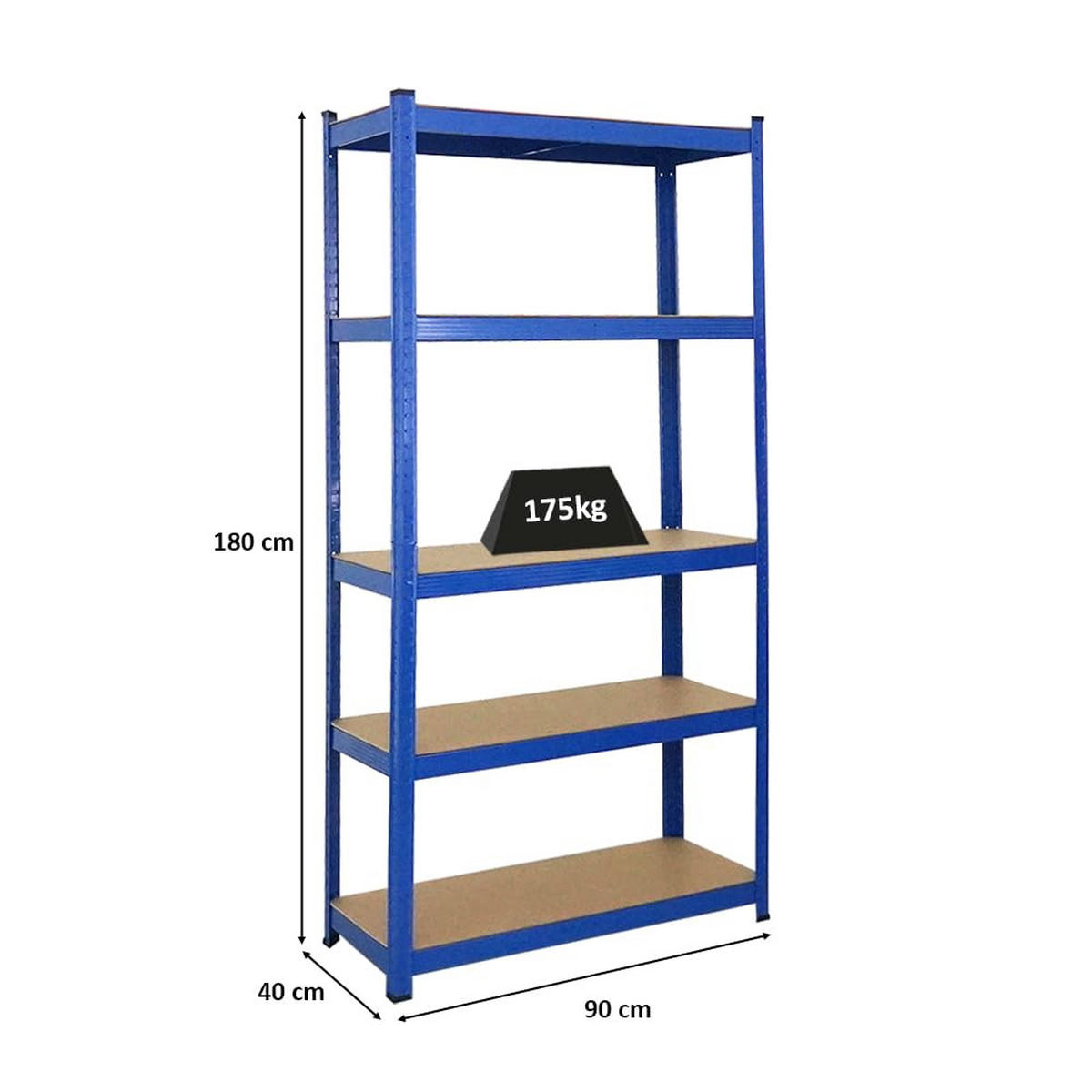 SCHWERLASTREGAL Ragnar 180x90x40 cm Fachlast 175 kg Blau - Blau, Metall (90/180/40cm) - PROREGAL