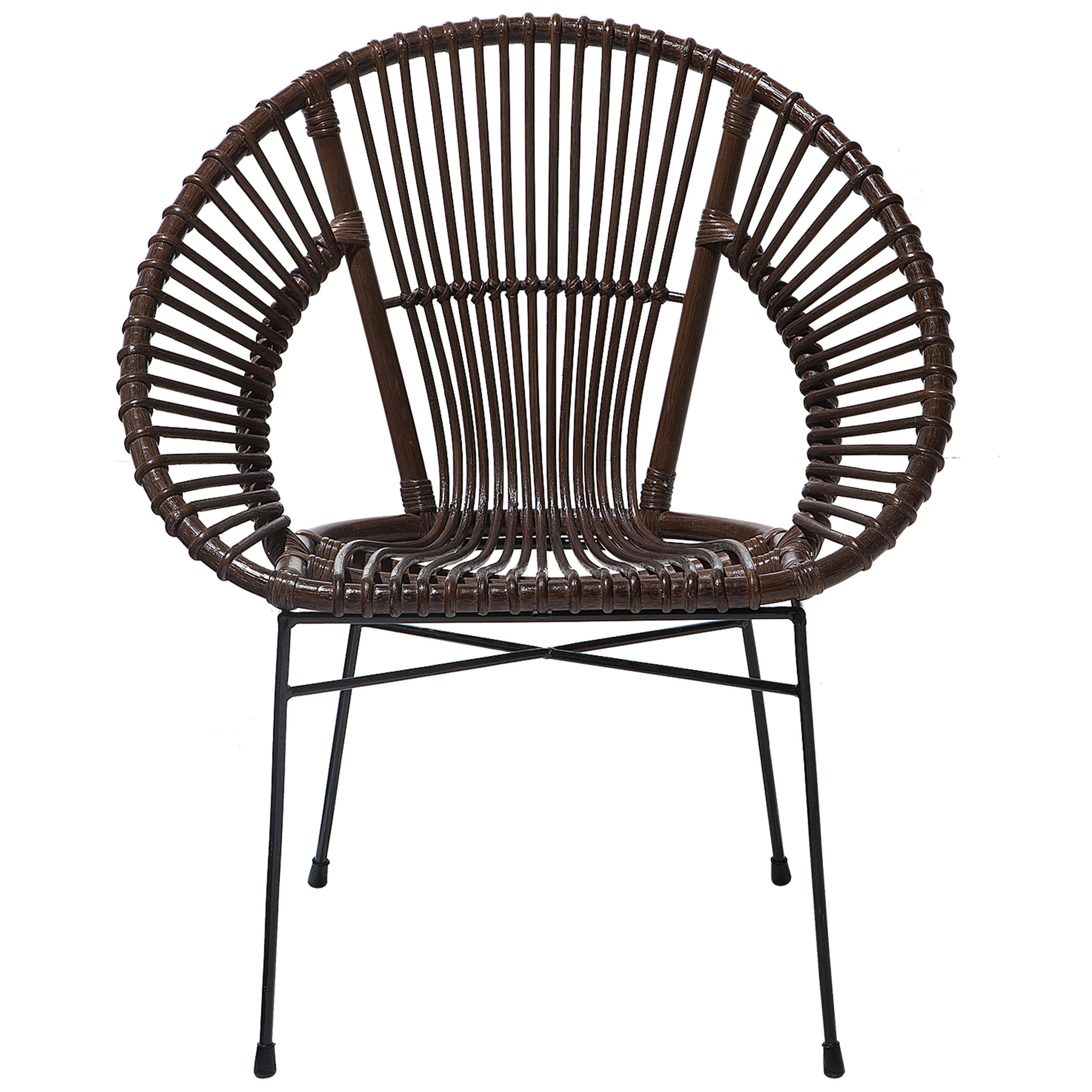 RATTANSTUHL Rattan Braun Sarita - Braun, Naturmaterialien/Metall (70/80/48cm) - Beliani