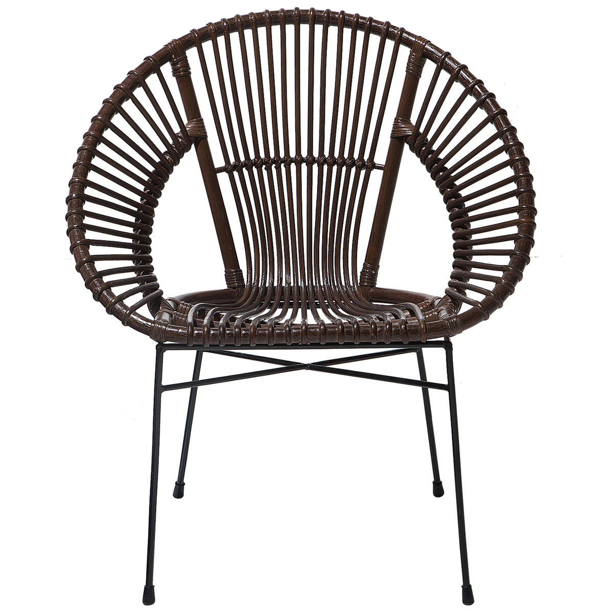 RATTANSTUHL Rattan Braun Sarita - Braun, Naturmaterialien/Metall (70/80/48cm) - Beliani