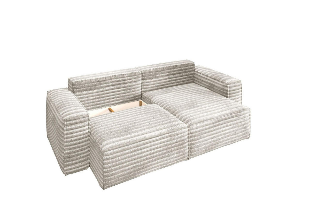ECKSOFA Schlafsofa Madlen - Weiß, Holzwerkstoff/Textil (248/140cm) - Fun Möbel