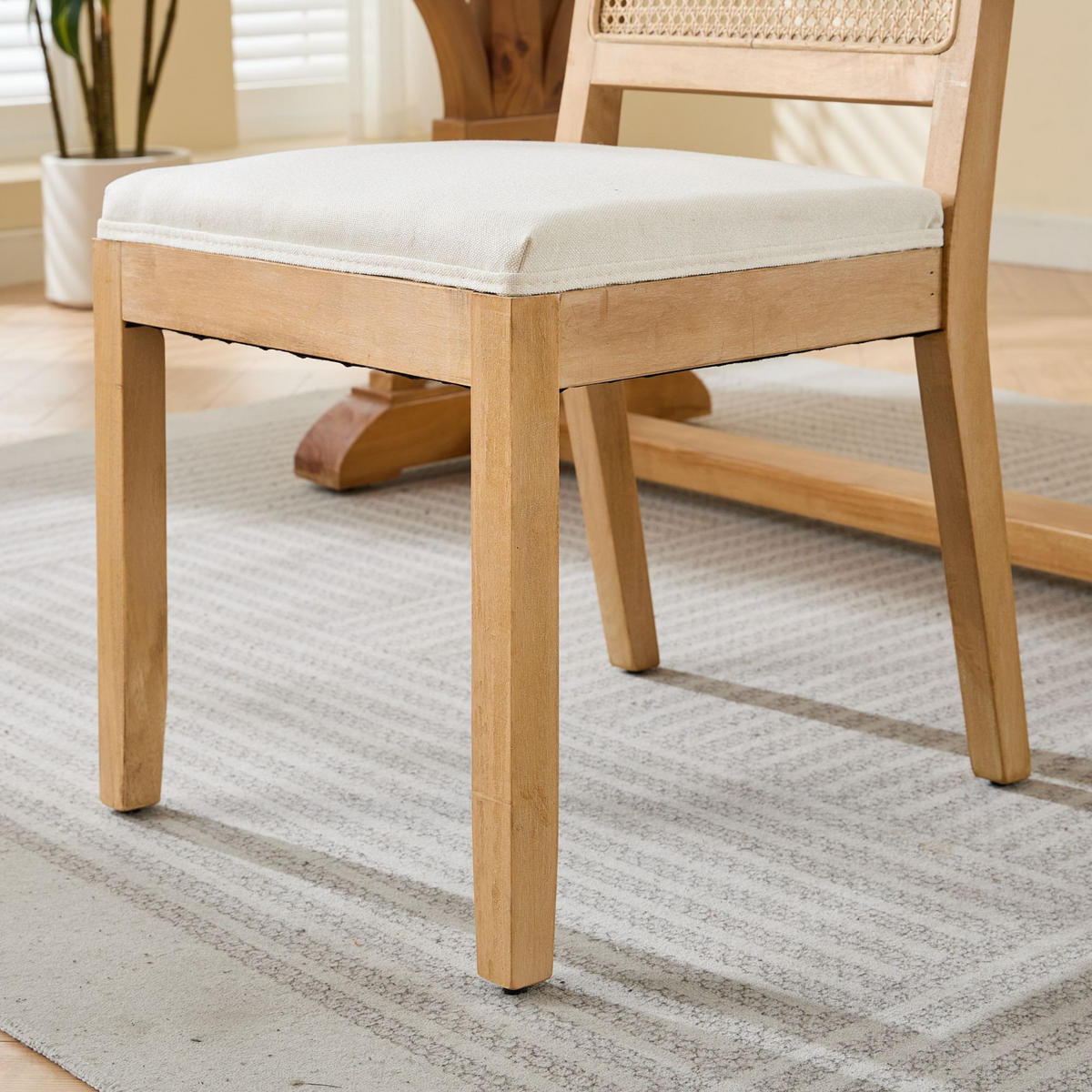 STUHL-SET DE-36363 2 Stück mit Rattan-Rückenlehne Beige - Beige, Holz (48/86.5/56cm) - ComfortXL