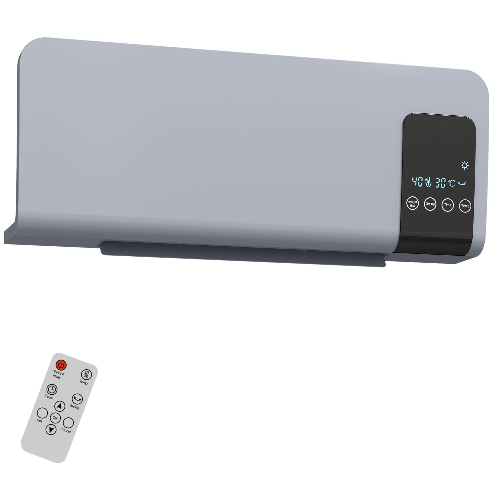 Homcom Wandheizgerät Grau 12x21.5x54.5 cm