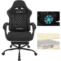 GAMINGSTUHL mit Massagefunktion, Computerstuhl Ergonomisch - Schwarz, Kunststoff/Textil (70/127/70cm) - Woltu