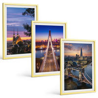 BILDER SET 3er Set - 40x60 cm Goldrahmen - Ausblicke auf Brücken und Sonnenuntergänge - Goldfarben, Kunststoff (40/60cm) - TULUP
