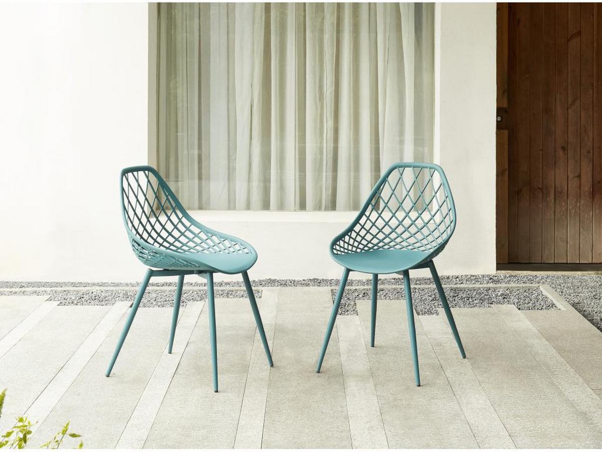 GARTENSTUHL 2er-Set - Polypropylen & Metall - Blaugrün - MALAGA von MYLIA - Blau, Metall (49/84/54.5cm) - Vente-Unique