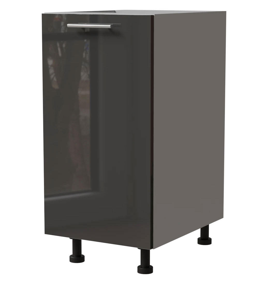 KÜCHENUNTERSCHRANK Essen D1D/40 Graphit Hochglanz / Grau Matt 40 / 50 / 82cm - Graphitfarben/Grau, Holz/Holzwerkstoff (40/82/50cm) - Feldmann-Wohnen