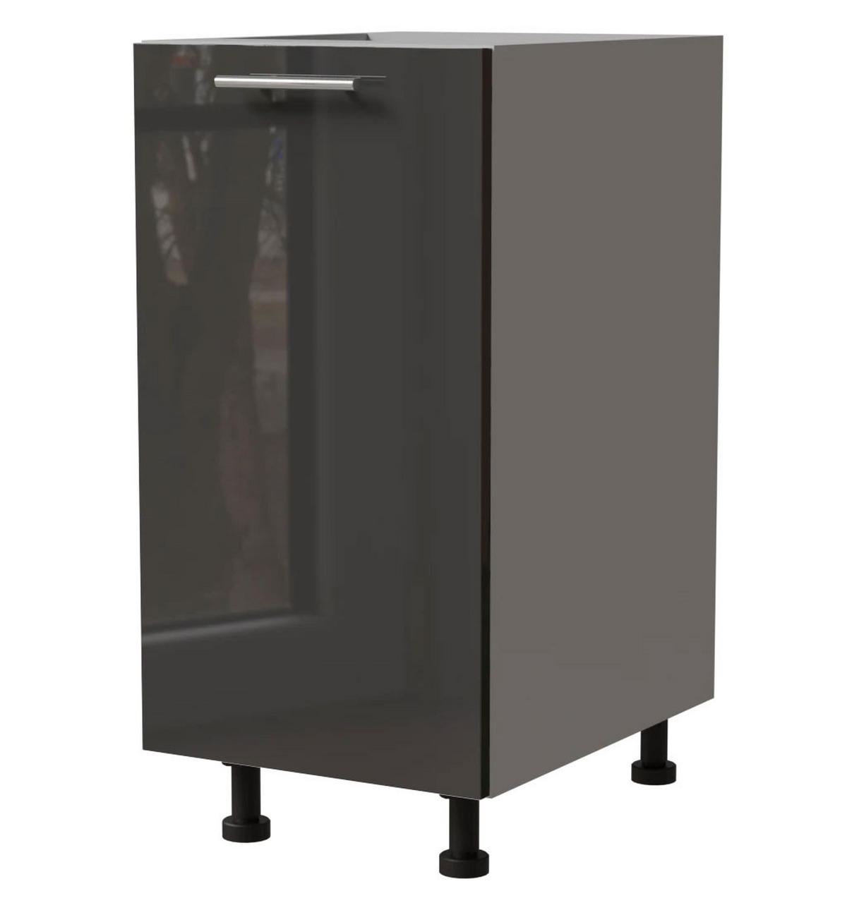 KÜCHENUNTERSCHRANK Essen D1D/40 Graphit Hochglanz / Grau Matt 40 / 50 / 82cm - Graphitfarben/Grau, Holz/Holzwerkstoff (40/82/50cm) - Feldmann-Wohnen