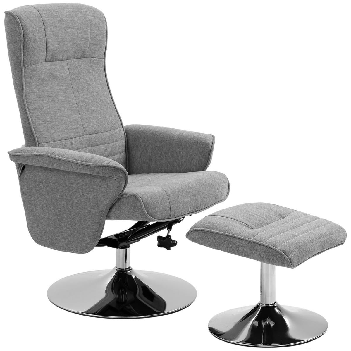 RELAXSESSEL DE-07508 mit Hocker, drehbar und neigbar Grau - Grau, Metall (71/104/69cm) - ComfortXL