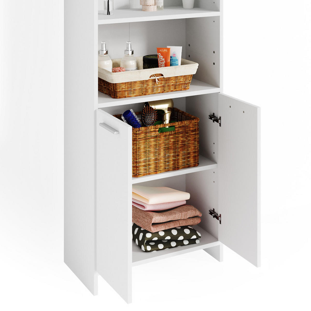 BADSCHRANK Maris Weiß 56.1 x 190 cm - Weiß, Holzwerkstoff (56.1/190/30cm) - Vicco