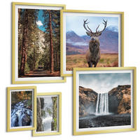 BILDER SET 5er Set - 50x50 cm & 20x30 cm & 40x60 cm Goldrahmen - London-Ansichtsgemälde-Set - Goldfarben, Kunststoff (40/60cm) - TULUP