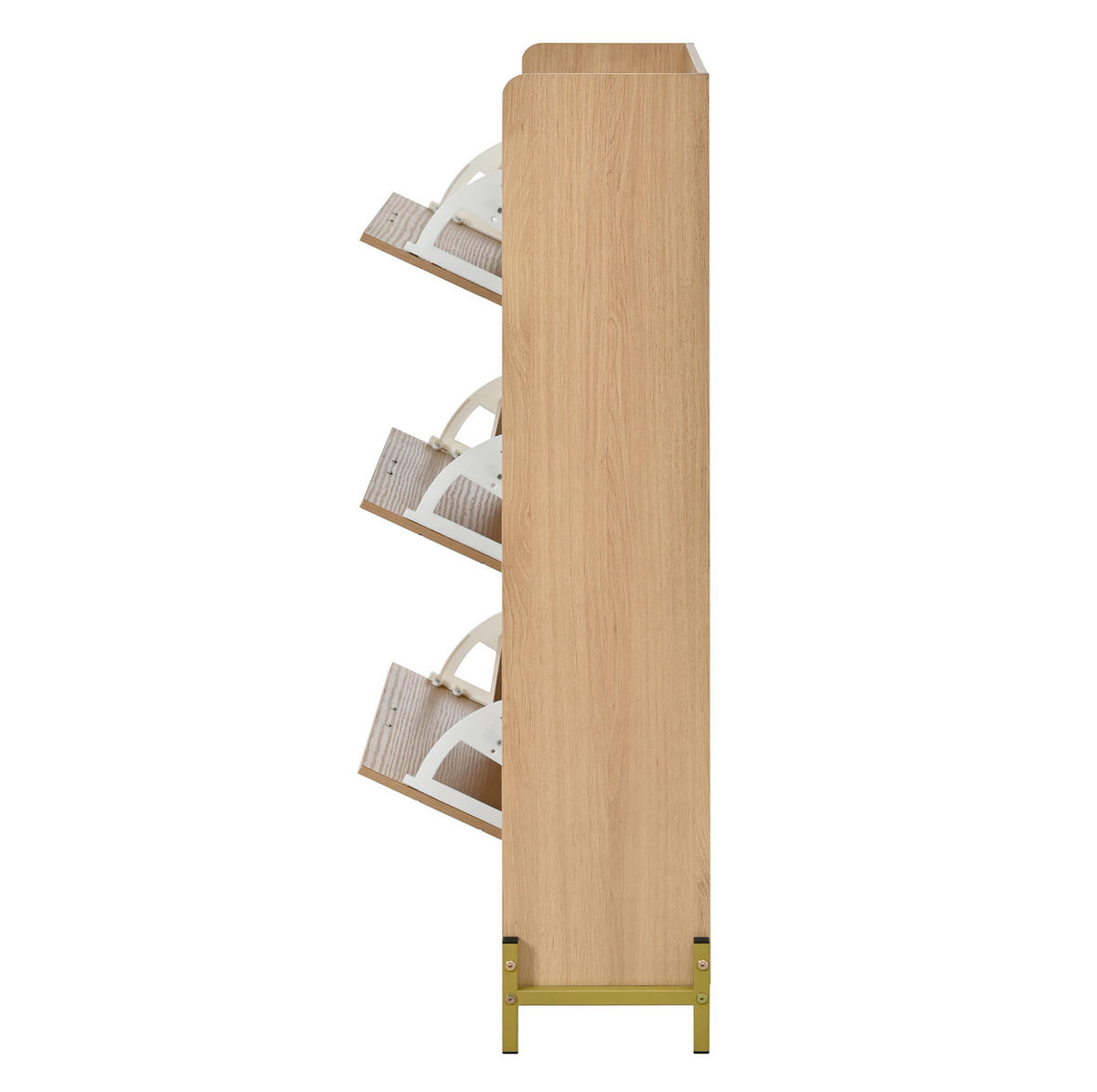 SCHUHSCHRANK 90/24/119 cm natur aus MDF mit 3 Klappen - Naturfarben, Holzwerkstoff (90/119/24cm) - OKWISH