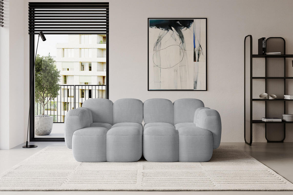 2-SITZER modulares Sofa Miko-S1 214x118x75 cm Grau Cord - Anthrazit/Schwarz, Holzwerkstoff/Kunststoff (214/75/118cm) - ALTDECOR